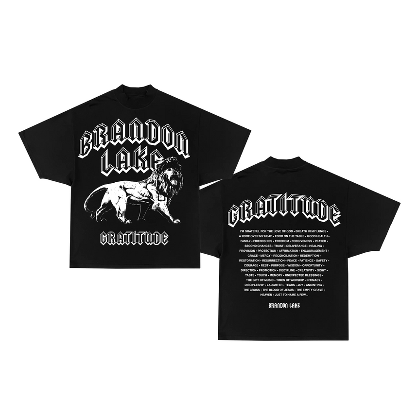 Brandon Lake Store Gratitude - Lion Inside of Those Lungs- Vintage Black T-Shirt (Limited Release) M