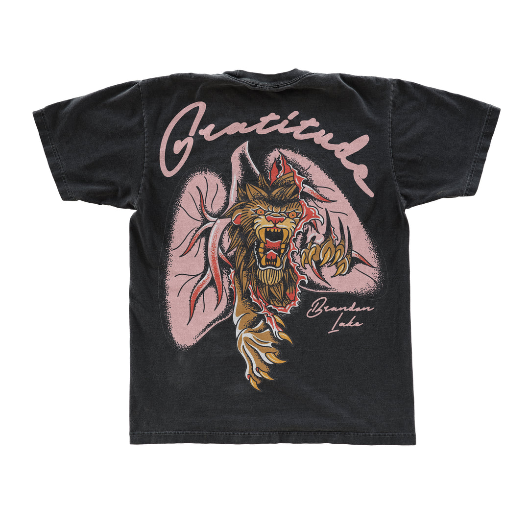 Gratitude - Lion Inside of Those Lungs- Vintage Black T-Shirt